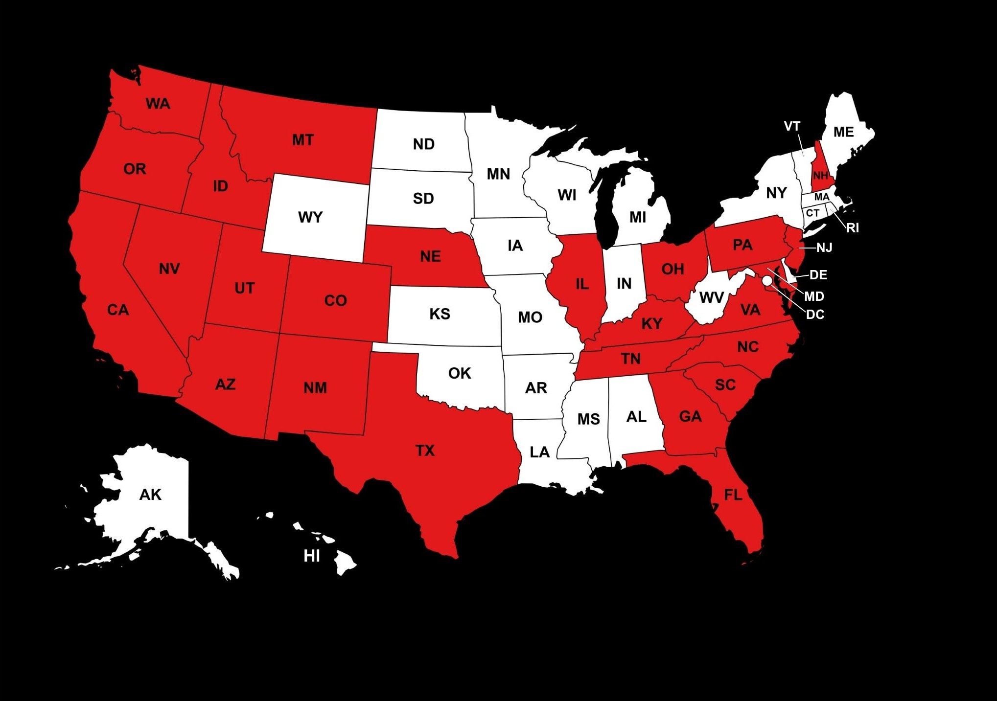 CDR License Map without WY NE add